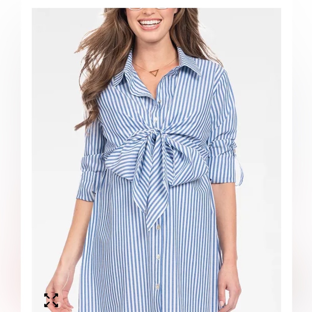 Blue and White Striped Shirt Dress Maternity Nursing
